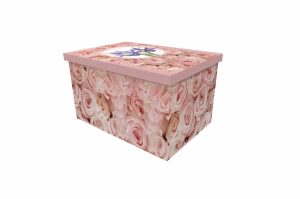 Cardboard Ash Casket - Pink Roses - 3889a