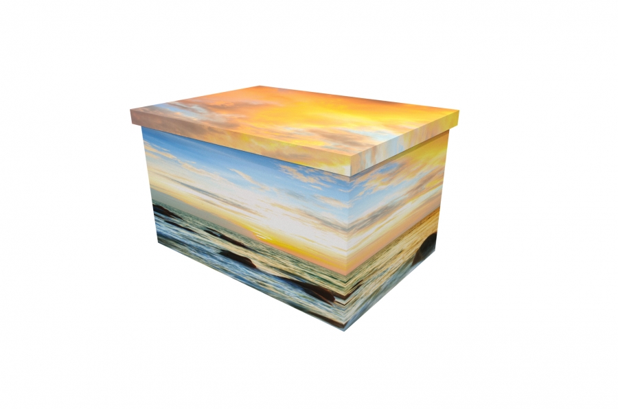 Cardboard Ash Casket - Seaside Sunset - 3789a