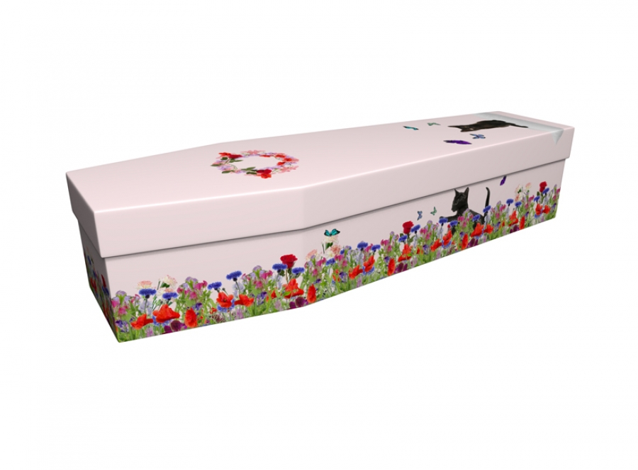 Cardboard coffin - Black Cats Blossom - 3837
