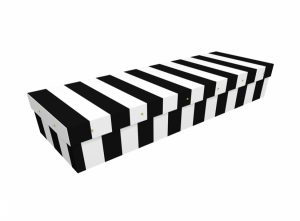 Cardboard coffin - Black & White Pinstripe SQ Casket - 3819