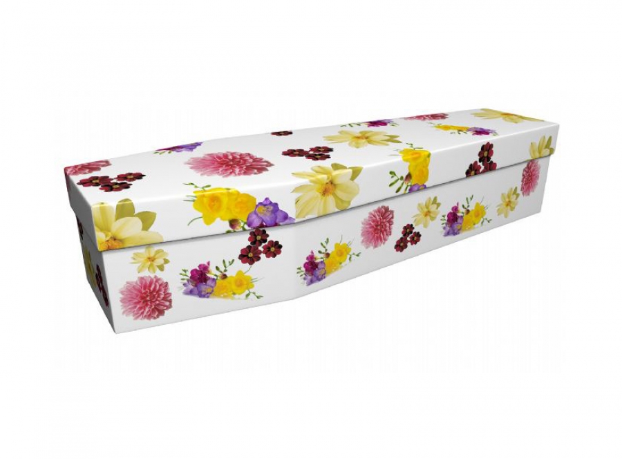 Cardboard coffin - Dahlia and Cosmos and Freesias - 3764