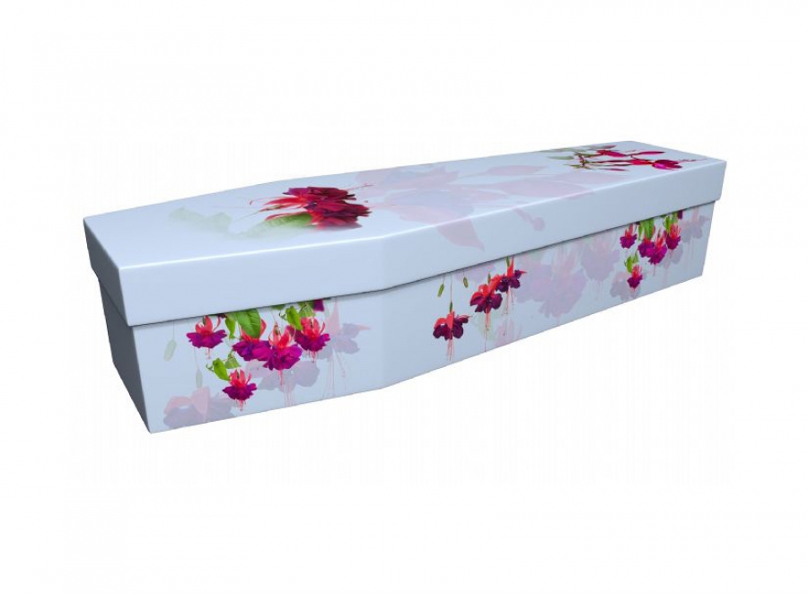 Cardboard coffin - Fuchsias on blue - 3940