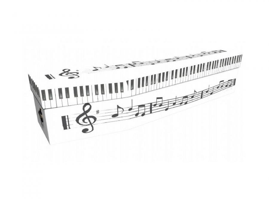 Cardboard coffin - Piano keyboard and music - 3797