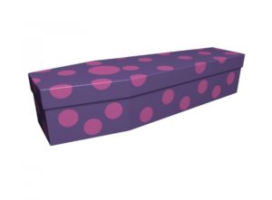 Cardboard coffin - Pink Spots on Purple - 3858