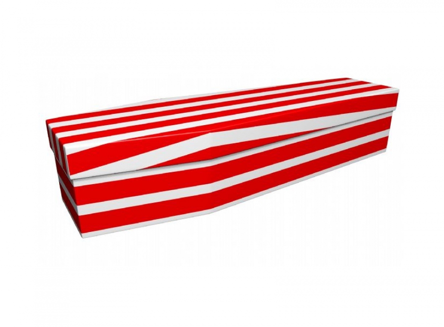 Cardboard coffin - Red and white pinstripe - 3724