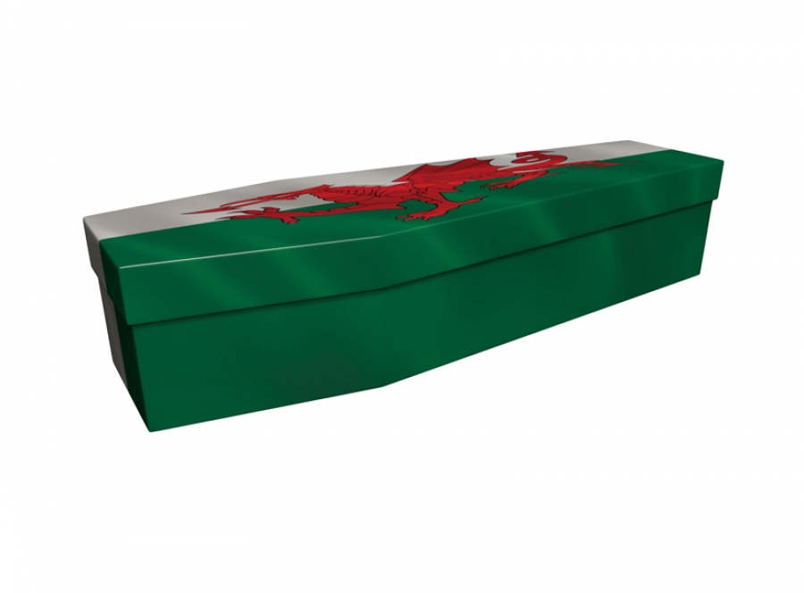 Cardboard coffin - Welsh Flag - 3596