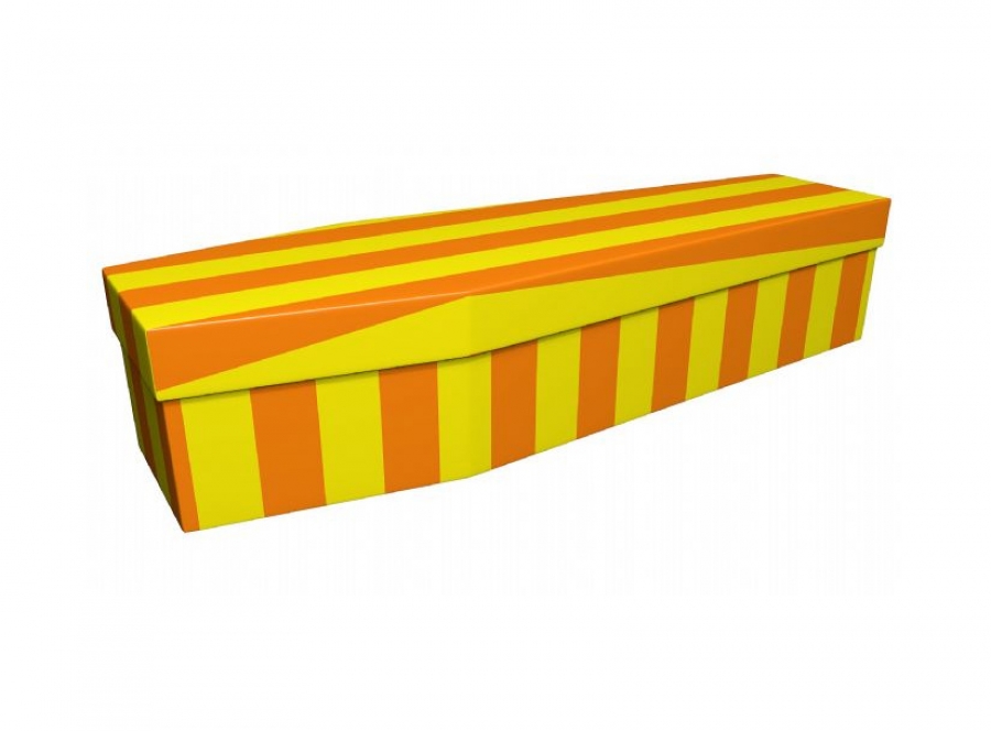 Cardboard coffin - Yellow and orange pinstripe - 3681