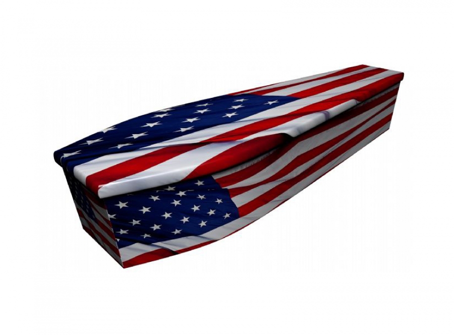 Wooden coffin - American flag - 4066