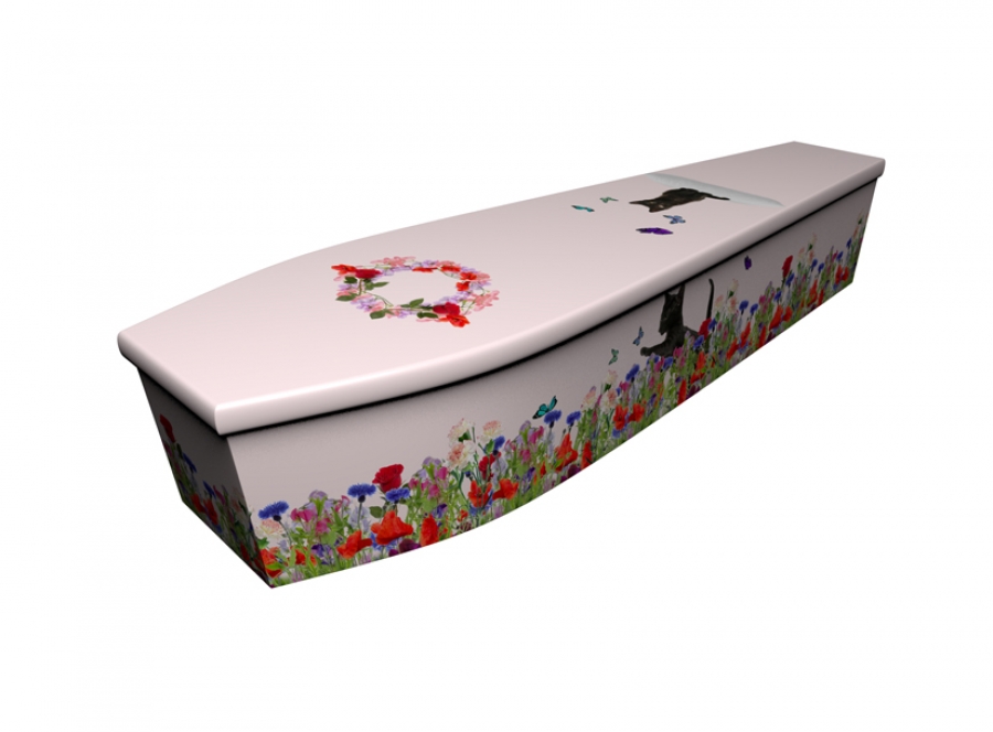 Wooden coffin - Black Cats Blossom - 4245