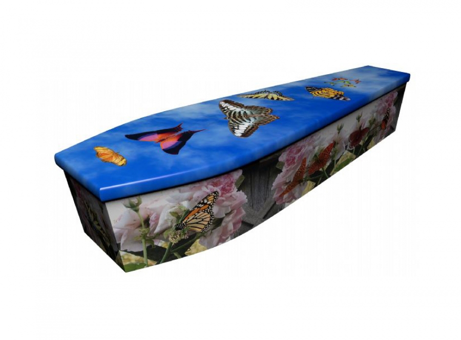Wooden coffin - Butterfly - 4138