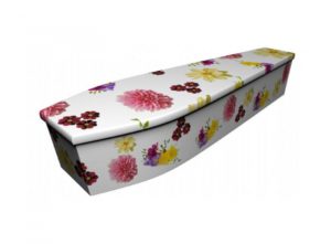 Wooden coffin - Dahlia and Cosmos and Freesias - 4078