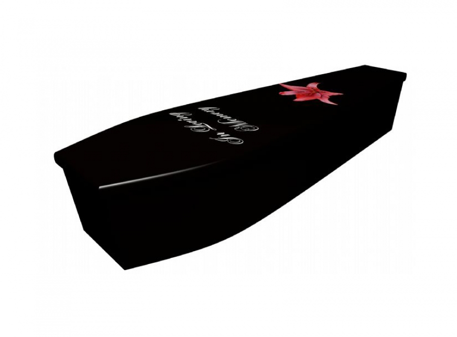 Wooden coffin - In loving memory on black - 4047