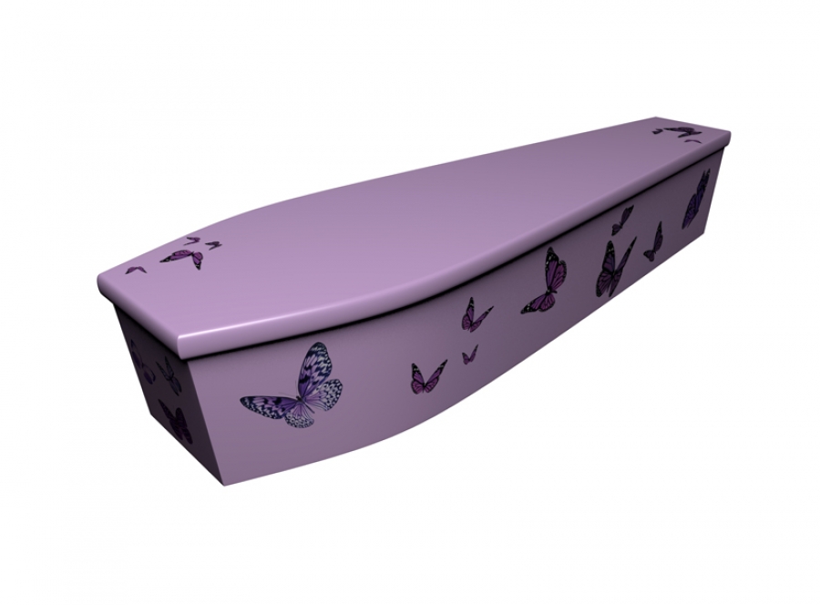 Wooden coffin - Lilac Butterflies - 4201