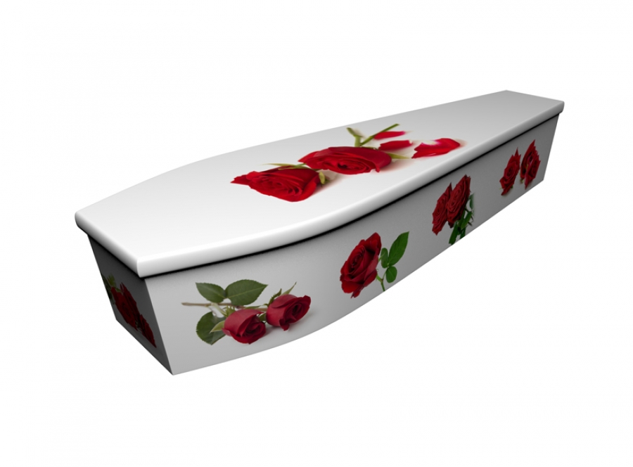 Wooden coffin - Red Roses - 4223