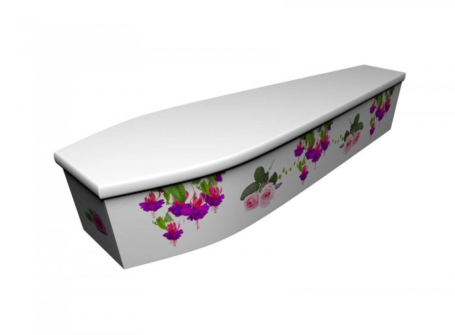 Wooden coffin - Rose & Fuchsias - 4229