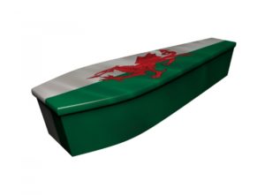 Wooden coffin - Welsh Flag - 4254