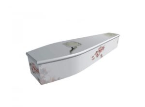 Wooden coffin - White rose - 4013