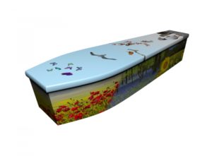 Wooden coffin - Wild Flowers & Birds - 4257