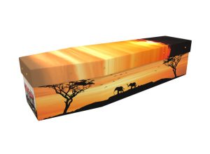 African Sunset picture cardboard coffin