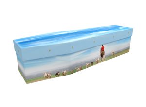 Horse and hounds picture cardboard coffin