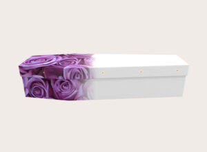 Cardboard Coffin - Purple Blushing Roses - 3267