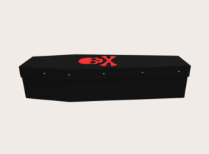 Cardboard Coffin - Red Skull & Crossbones - 3270