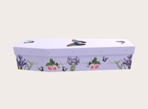 Cardboard Coffin - Rose Iris Butterflies on Lilac - 3363